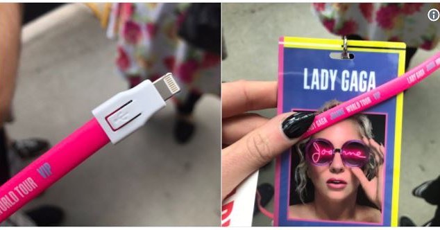 Lady Gaga’s New VIP Lanyards Are iPhone Charging Cables #brilliant #waytodoitright #promo #usefulsouvenir