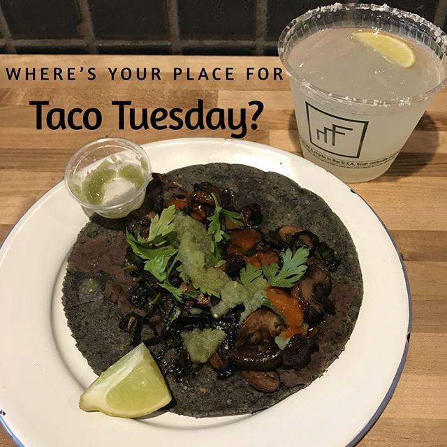 Let’s #taco about #tacotuesday! Where’s your favorite place?! Still finding my fav but loved these mushroom tacos from @daiduetaqueria. The atmosphere you’ll find at @faregroundatx is perfect for the food hall options. Check it out if you haven’t been! #itsmyturn #instatakeover #margarita #atxfood