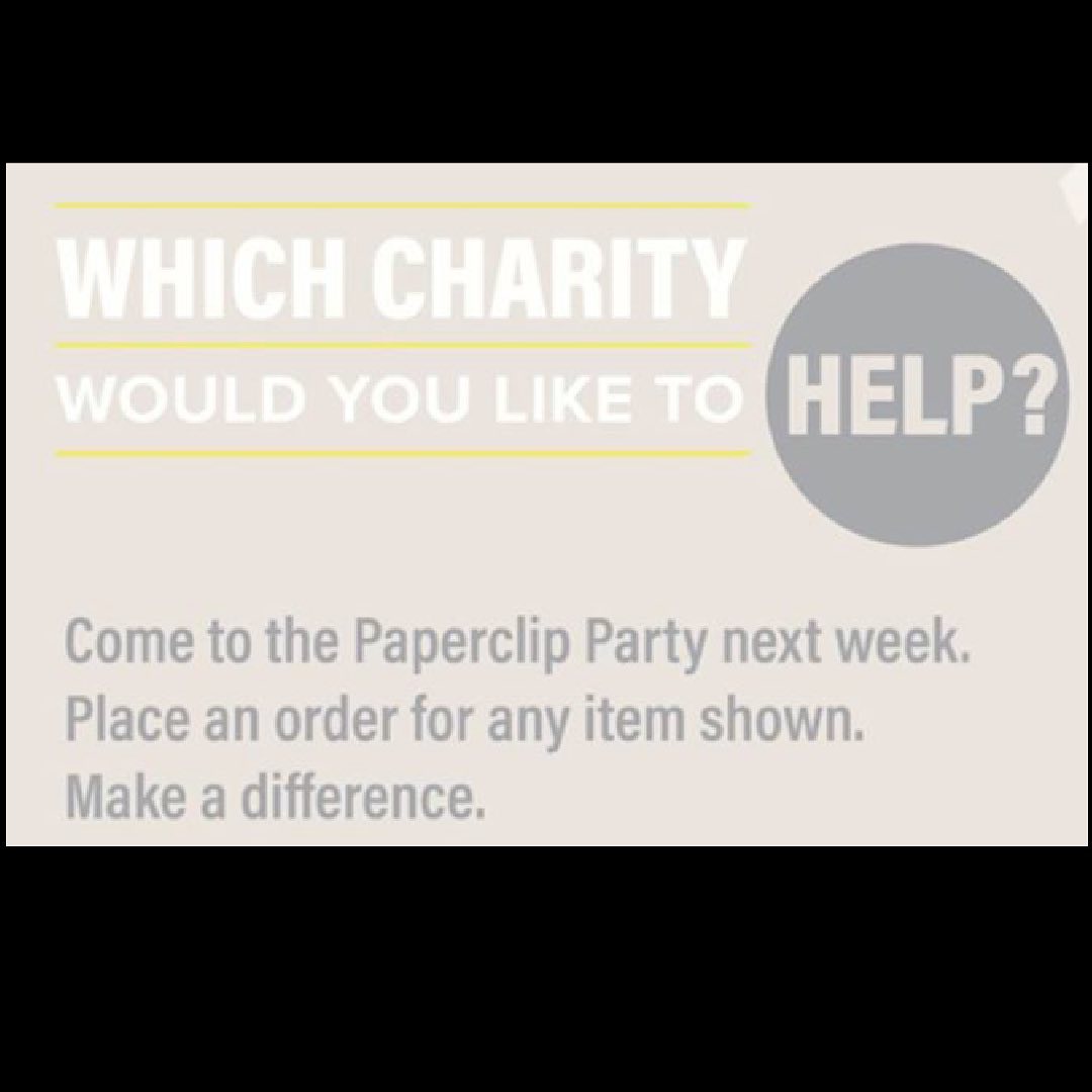 Order an item that you see at our Fall Party next week and we’ll donate $100 to your favorite charity.
#makeadifference #keephopealive  #promocares  #giveback #PaperclipParty  #ordersplacedbyDec31